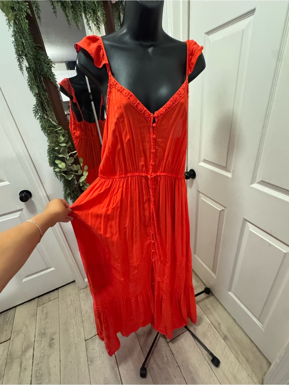 Forever 21 Bright Orange Red Spaghetti Strap Dress